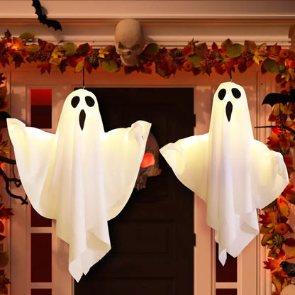 Halloween Hanging Ghost LED Lights, Spooky Outdoor Porch Decor 