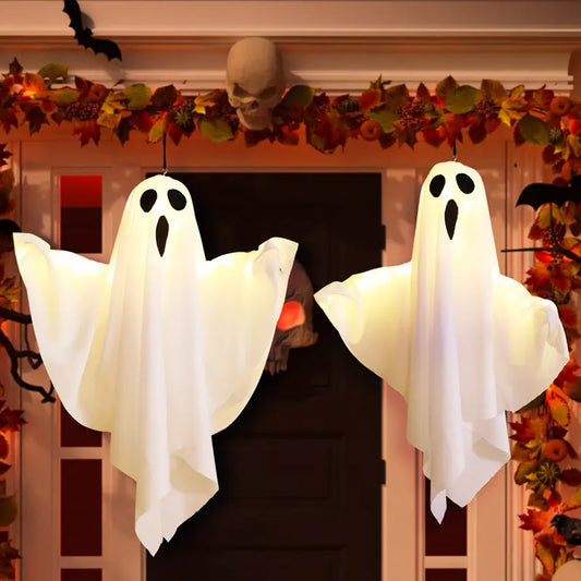 Halloween Hanging Ghost LED Lights, Spooky Outdoor Porch Decor 