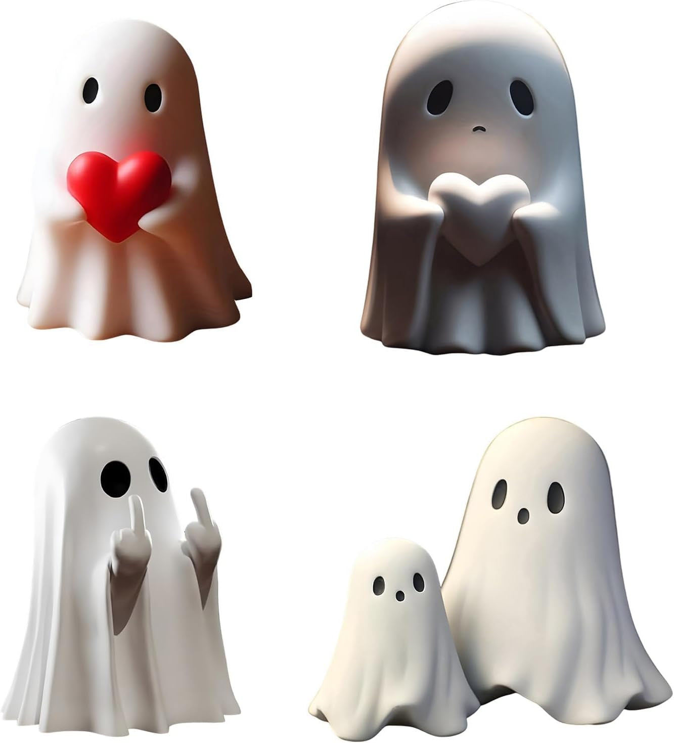 Halloween Ghost Figurine - Resin Ghost Statue, Spooky Decor for Desk, Porch, Bathroom 