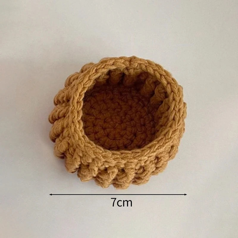 Crochet Flower Coaster Hand-Knitted Lily of the Valley round Coasters Heat Insulation Non-Slip Table Mats Home Kitchen Decor