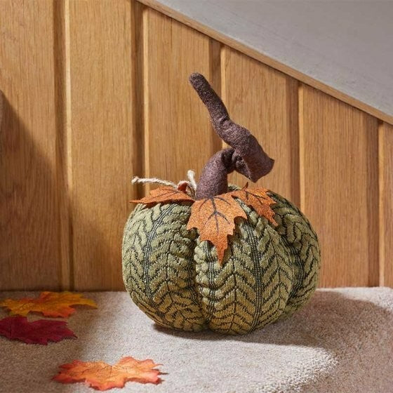 Artificial Pumpkin Halloween Decoration Autumn Fall Decor Green Fabric Ornament