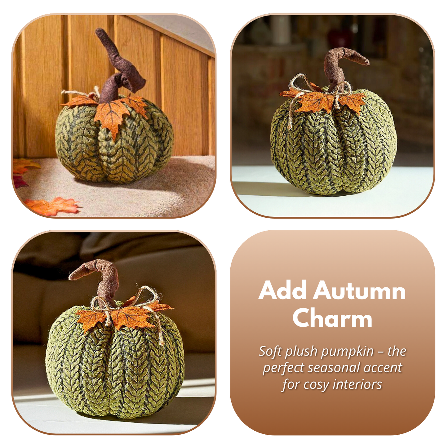 Artificial Pumpkin Halloween Decoration Autumn Fall Decor Green Fabric Ornament
