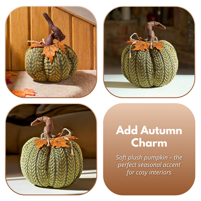 Artificial Pumpkin Halloween Decoration Autumn Fall Decor Green Fabric Ornament