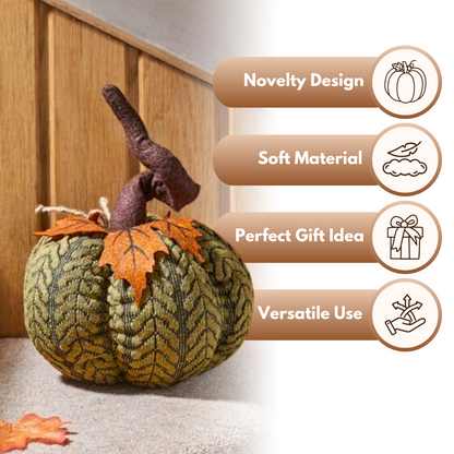 Artificial Pumpkin Halloween Decoration Autumn Fall Decor Green Fabric Ornament