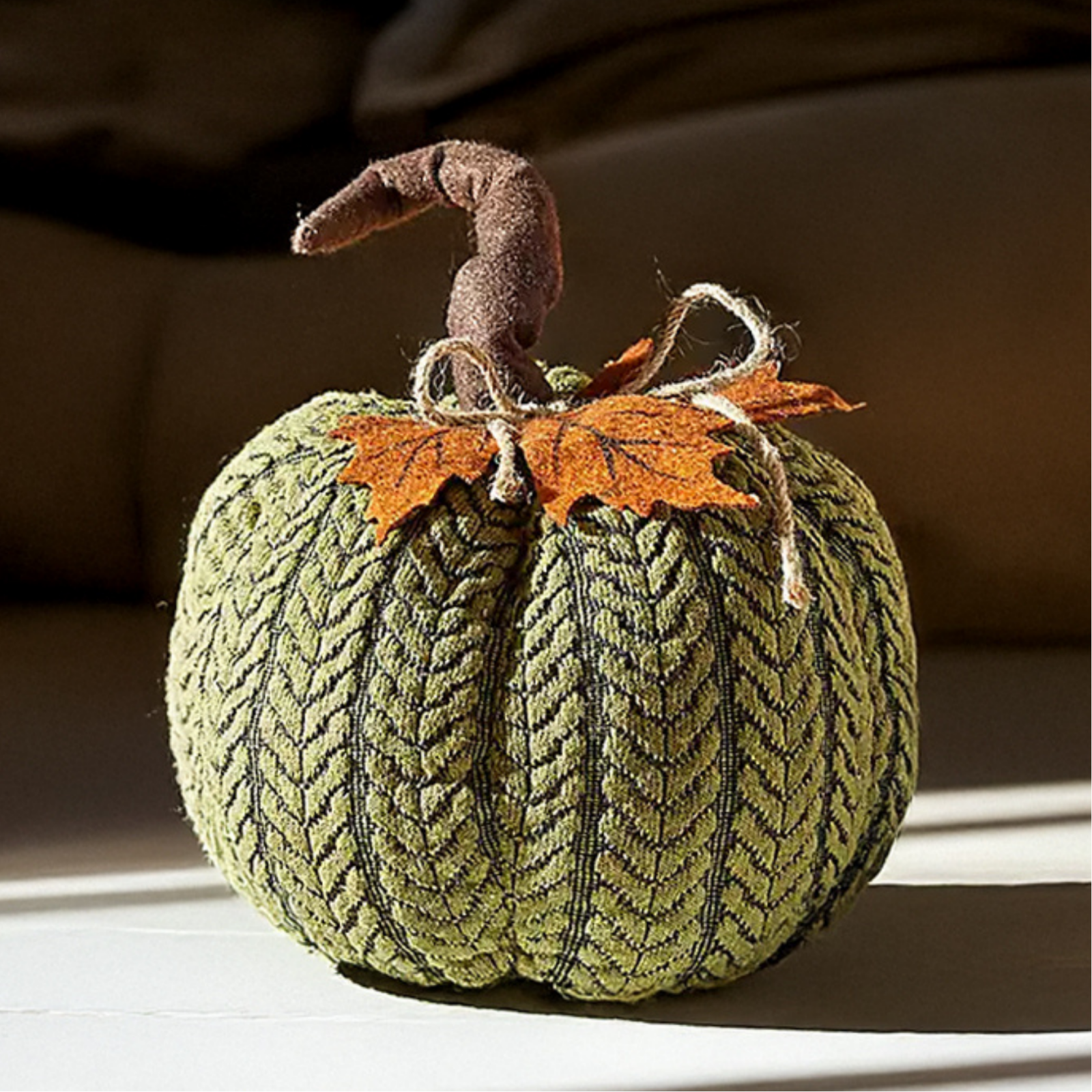 Artificial Pumpkin Halloween Decoration Autumn Fall Decor Green Fabric Ornament