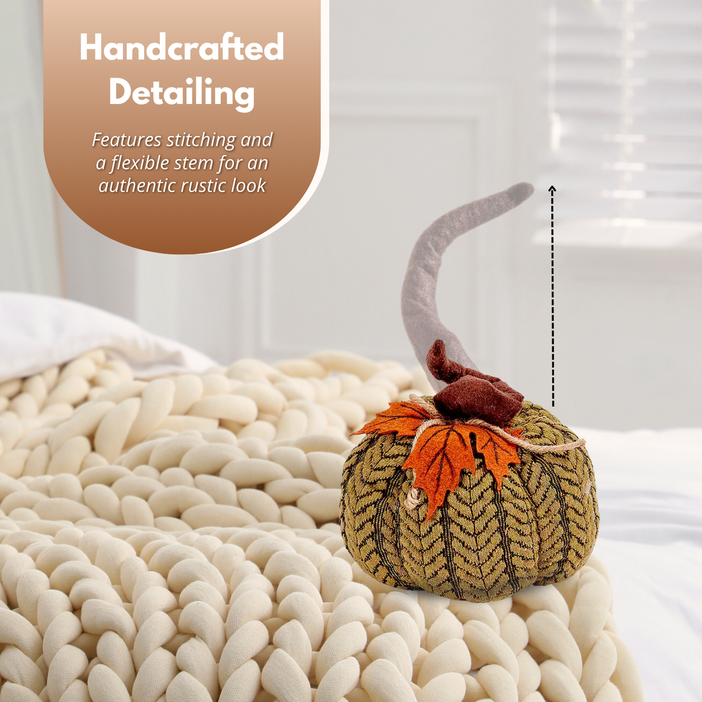 Artificial Pumpkin Halloween Decoration Autumn Fall Decor Green Fabric Ornament