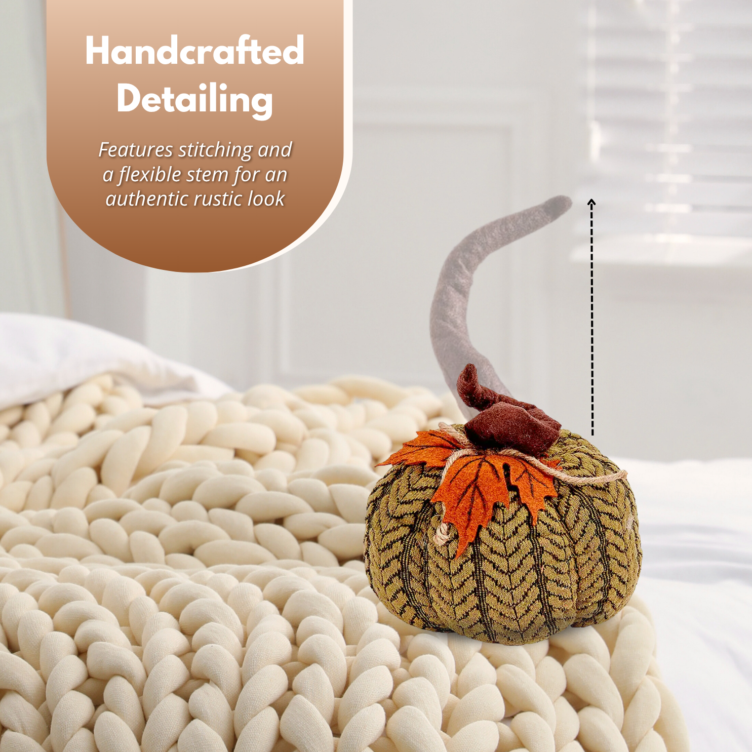 Artificial Pumpkin Halloween Decoration Autumn Fall Decor Green Fabric Ornament