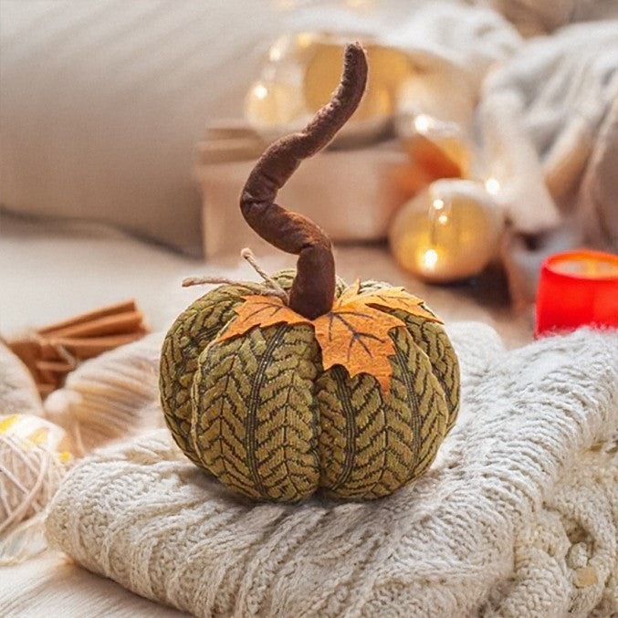 Artificial Pumpkin Halloween Decoration Autumn Fall Decor Green Fabric Ornament