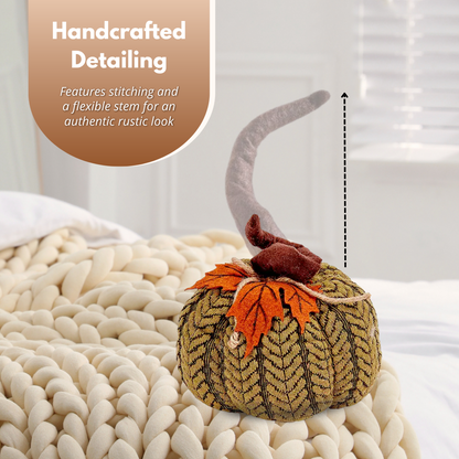 Artificial Pumpkin Halloween Decoration Autumn Fall Decor Green Fabric Ornament