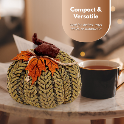 Artificial Pumpkin Halloween Decoration Autumn Fall Decor Green Fabric Ornament