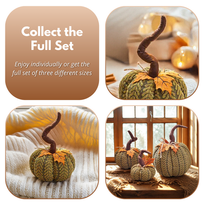 Artificial Pumpkin Halloween Decoration Autumn Fall Decor Green Fabric Ornament