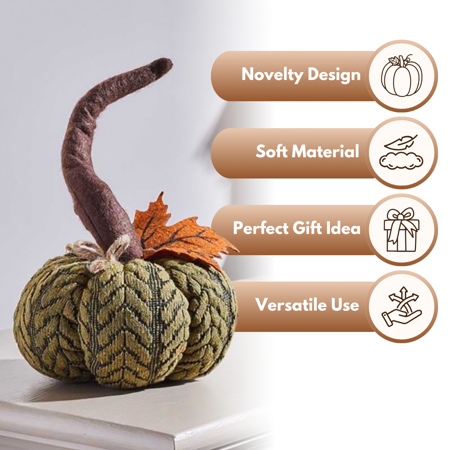 Artificial Pumpkin Halloween Decoration Autumn Fall Decor Green Fabric Ornament