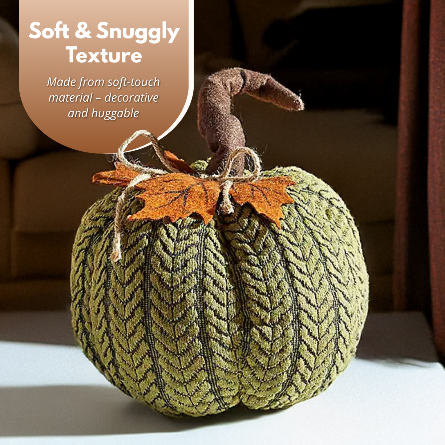 Artificial Pumpkin Halloween Decoration Autumn Fall Decor Green Fabric Ornament