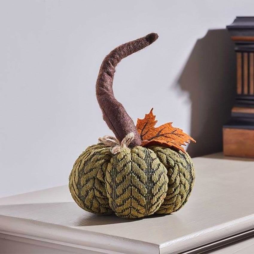 Artificial Pumpkin Halloween Decoration Autumn Fall Decor Green Fabric Ornament