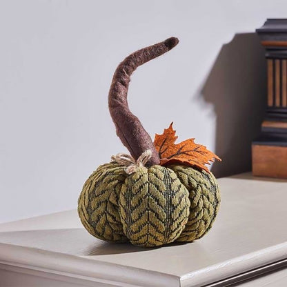 Artificial Pumpkin Halloween Decoration Autumn Fall Decor Green Fabric Ornament