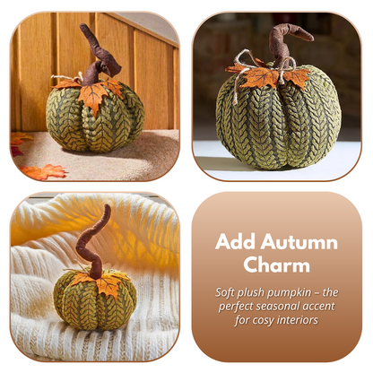 Artificial Pumpkin Halloween Decoration Autumn Fall Decor Green Fabric Ornament