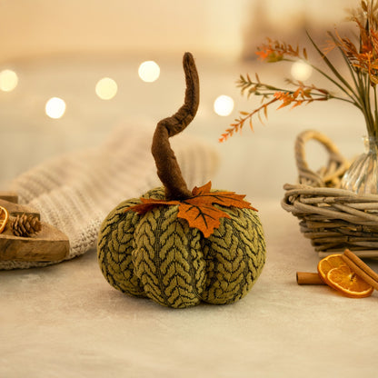 Artificial Pumpkin Halloween Decoration Autumn Fall Decor Green Fabric Ornament
