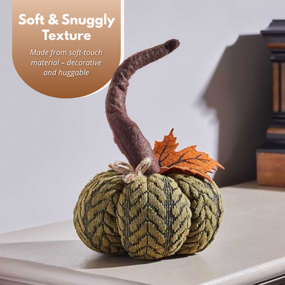Artificial Pumpkin Halloween Decoration Autumn Fall Decor Green Fabric Ornament