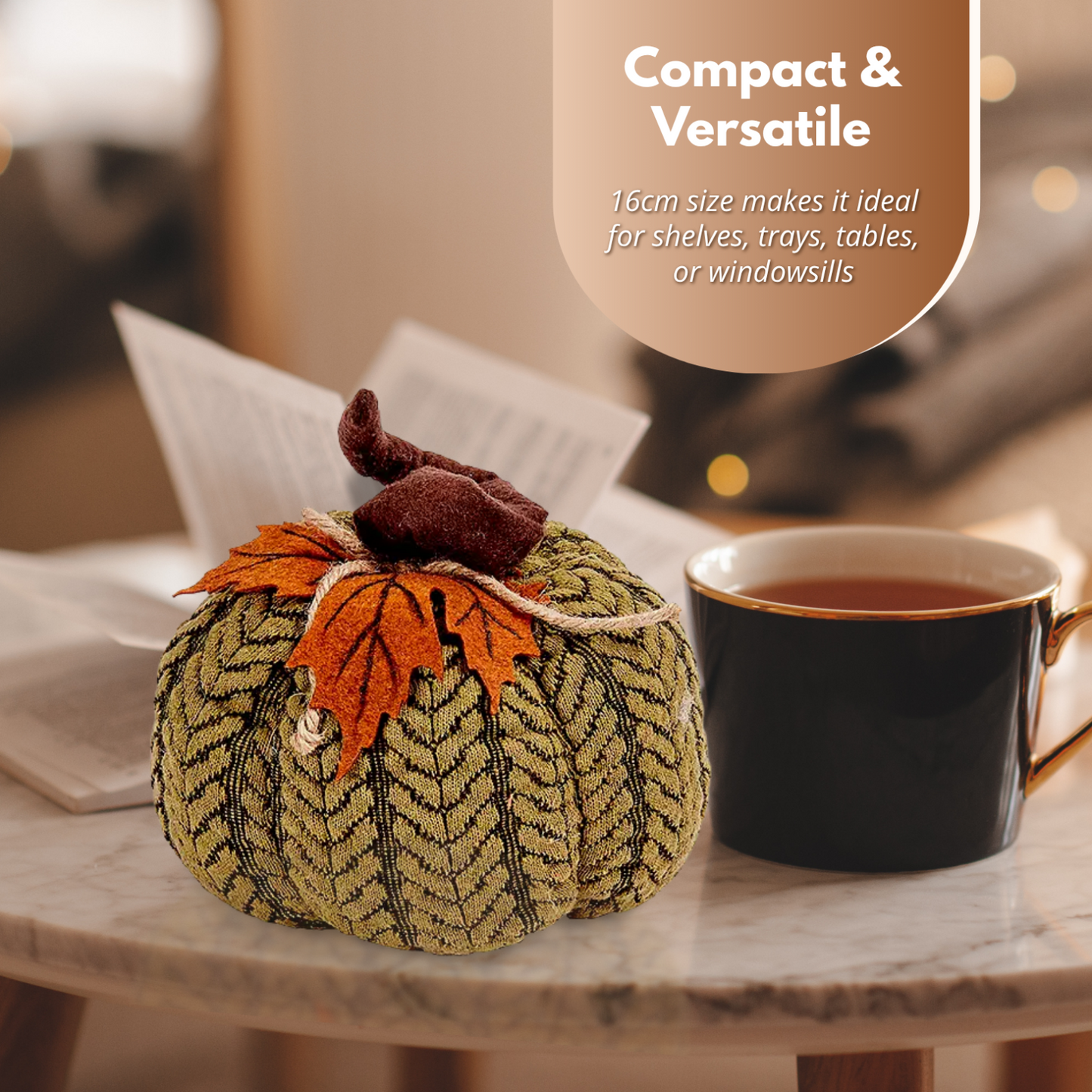 Artificial Pumpkin Halloween Decoration Autumn Fall Decor Green Fabric Ornament