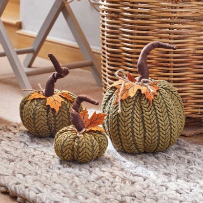 Artificial Pumpkin Halloween Decoration Autumn Fall Decor Green Fabric Ornament