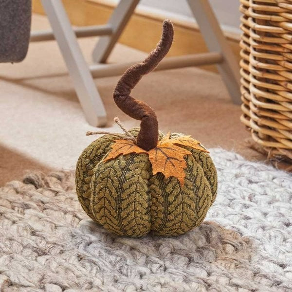 Artificial Pumpkin Halloween Decoration Autumn Fall Decor Green Fabric Ornament