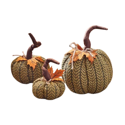 Artificial Pumpkin Halloween Decoration Autumn Fall Decor Green Fabric Ornament