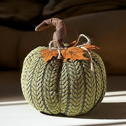 Artificial Pumpkin Halloween Decoration Autumn Fall Decor Green Fabric Ornament